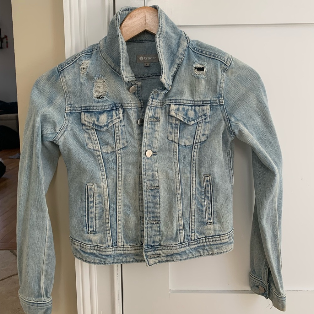 Girls Size L Tractr Distressed Denim Jacket
